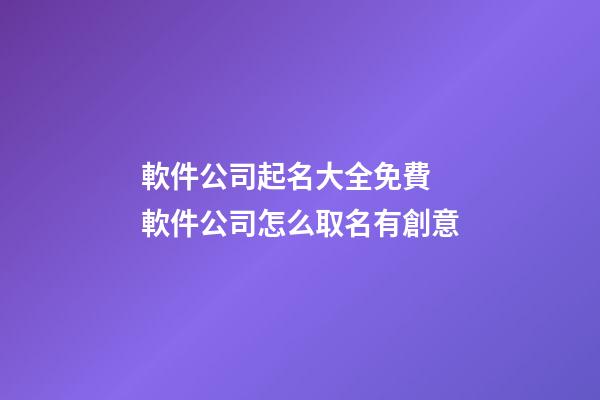 軟件公司起名大全免費 軟件公司怎么取名有創意-第1張-公司起名-玄機派